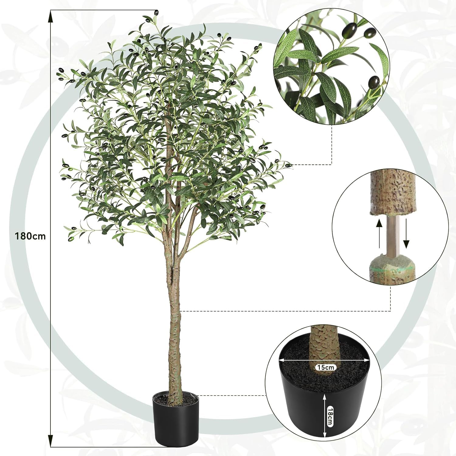 YOLEO Artificial Olive Tree 180 cm Artificial Plant Artificial Plants Large – Bild 5