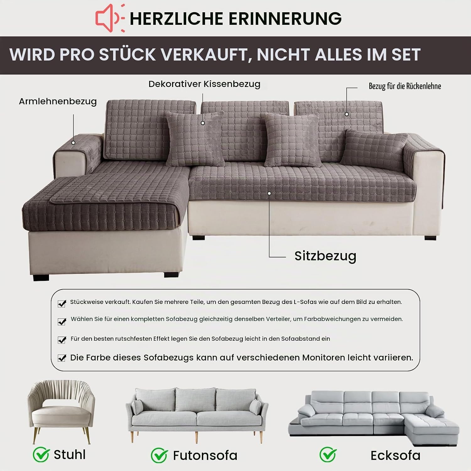SHANNA Sofa Couch Cover Sofa Cover Sofa Protector Sofa Throw – Bild 3