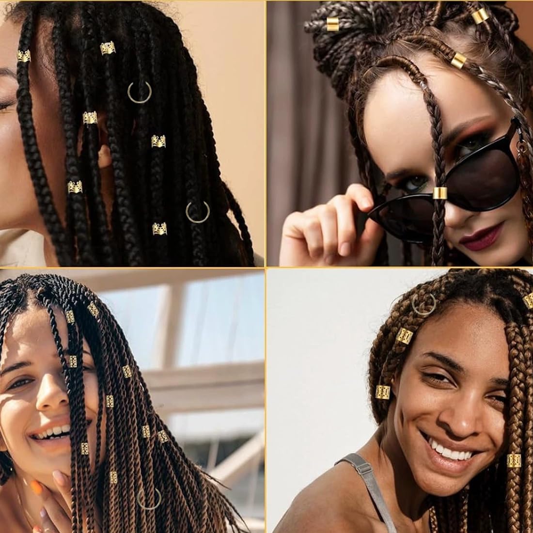 80 Pieces Gold Hair Accessories for Braids, Jewellery for Hair, Cuff Clips for Dreadlock Accessories, Hair Spiral Clips Hair Accessories for Dreadlocks for Men, Women, Girls and Boys Braids – Bild 5