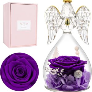 Miofula Eternal Rose Gifts for Mum, Infinity Roses Guardian Angel Gifts for Women, Glass Angel Figure Flowers Gift for Mum Mother Grandma Women Gift Christmas Birthday Anniversary Wedding Anniversary