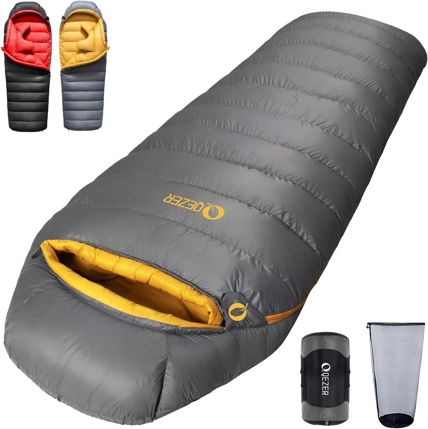 Down sleeping bag has a graphene lining and a 620FP filling power of duck down, 4-season sleeping bag, ultra-light, suitable for hiking, camping and mountaineering