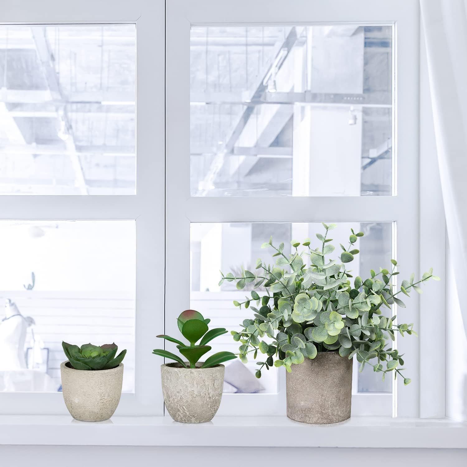 Set of 5 Artificial Plants, Artificial Plants in Pot, Artificial Plants Like Real for Indoor, Fake Plant Succulent Pot, Plastic Plant for Living Room, Bathroom, Desk, Windowsill Decoration – Bild 4