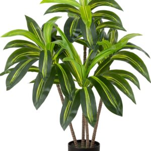 PASCH® Dragon Tree Artificial Palm Tree Large (100 cm) Realistic Artificial Plants Large Artificial Plants Like Real Palm Tree Artificial Palm Tree for Natural Ambience