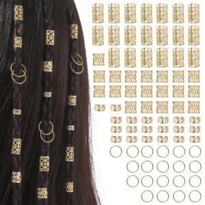 80 Pieces Gold Hair Accessories for Braids, Jewellery for Hair, Cuff Clips for Dreadlock Accessories, Hair Spiral Clips Hair Accessories for Dreadlocks for Men, Women, Girls and Boys Braids