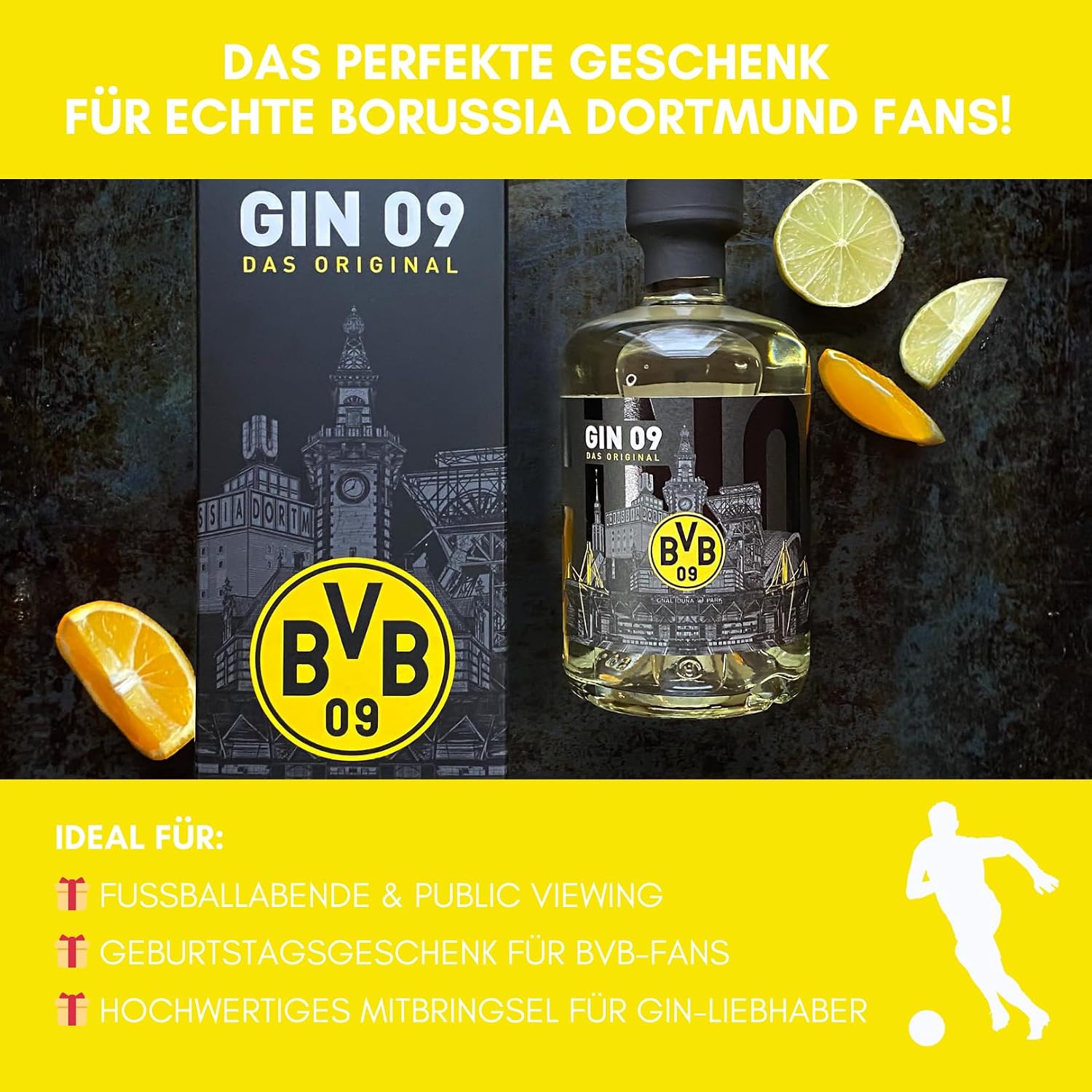 BVB Gin 09 - The Original | with Gift Packaging | Fan Item, Men, Women, Christmas | Excellent Gin of BVB09 | Gift Idea, Borussia Dortmund Fans | 500 ml Single Bottle, 43% Vol – Bild 6