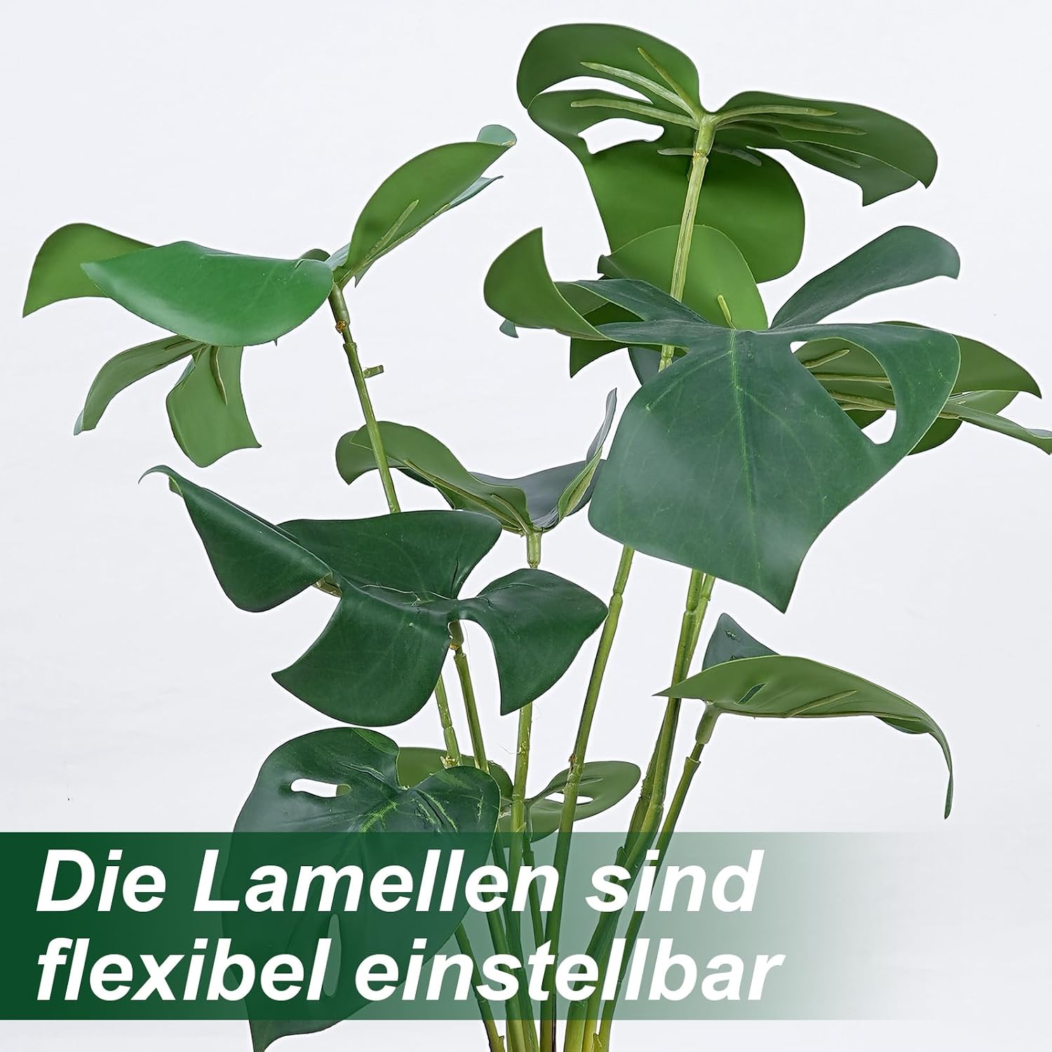 Artificial Monstera Plant 43 cm in Grey Pot 9 Leaves Realistic – Bild 8