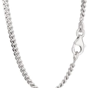 NKlaus Real 925 Sterling Silver Solid Rhodium-Plated Curb Chain Byzantine Chain Necklace 2.10 mm Wide