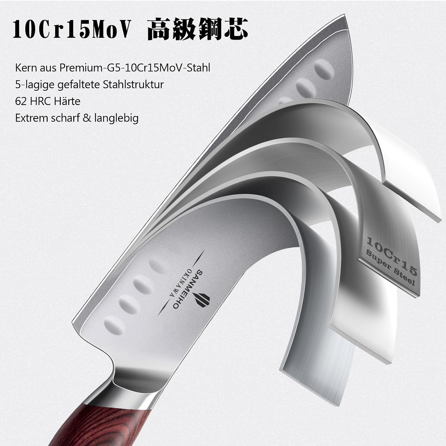 SANMEIHO Professional Santoku Knife 18 cm Sharp Kitchen Knife – Bild 3