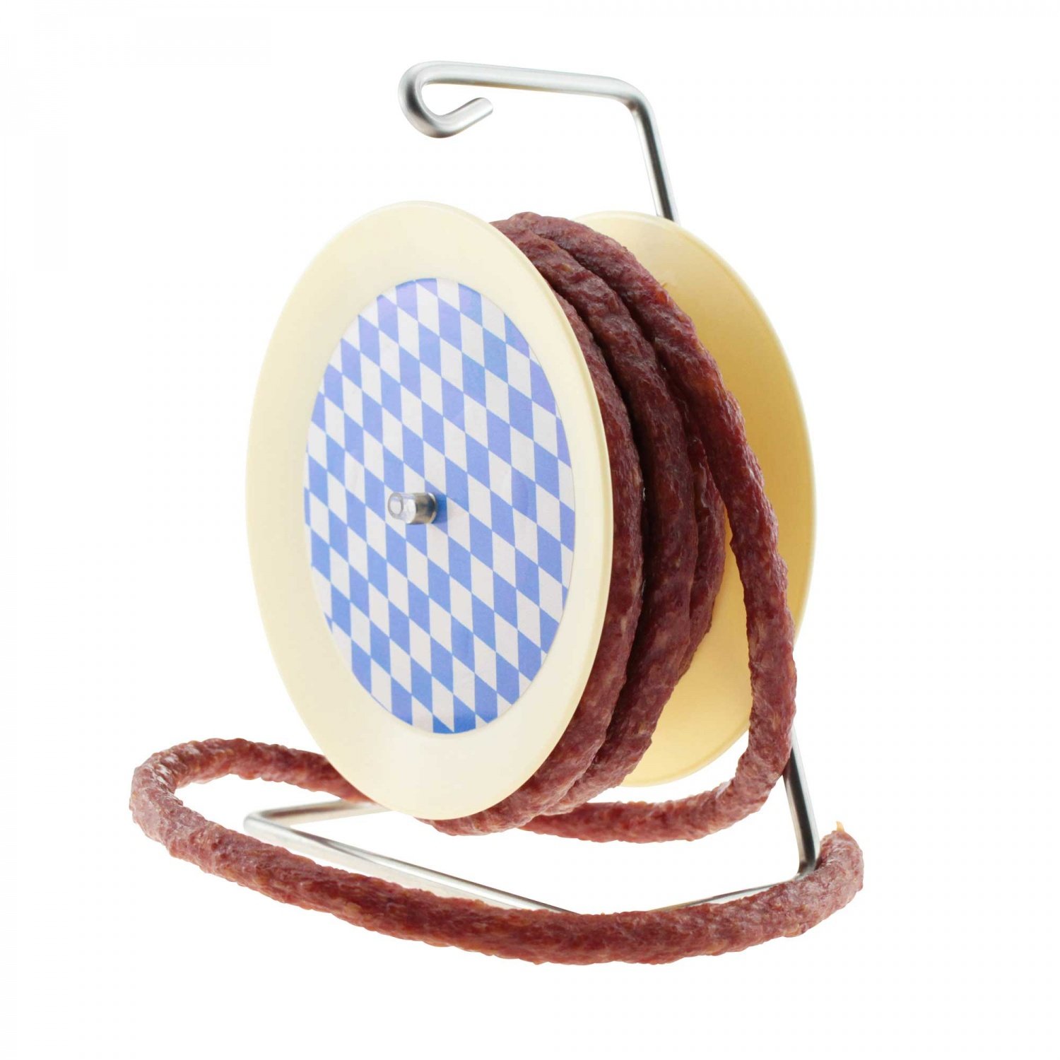 3.5 m Spicy Salami on Cable Reel, Bavarian Design, Weight Approx. 240 g, Great Gift Idea from Bavariashop