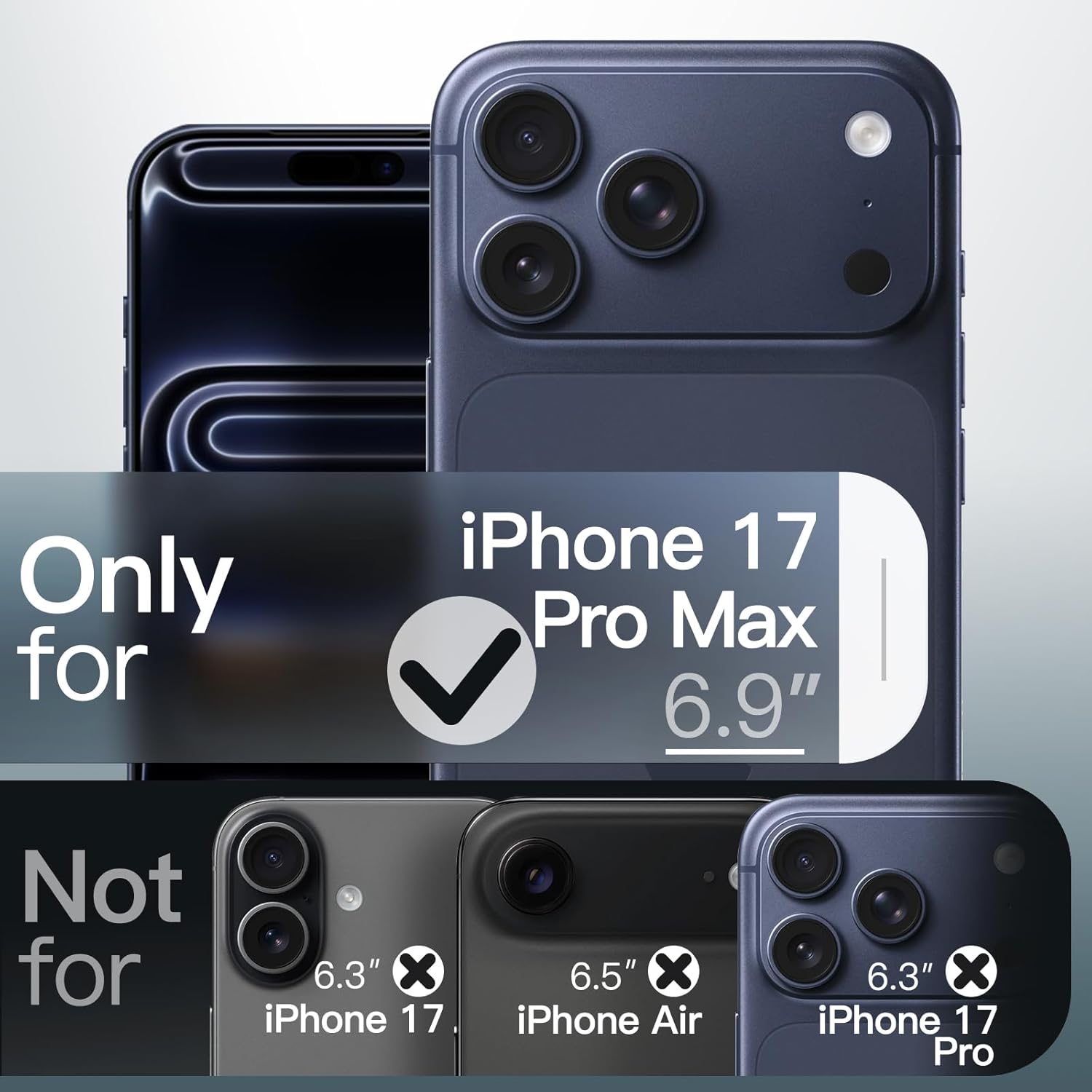 JETech Matte Magnetic Case for iPhone 17 Pro Max, Dark Blue – Bild 2