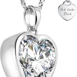 Herzkette Silber 925/Gold vergoldet Halskette Damen Ich liebe Dich Kette