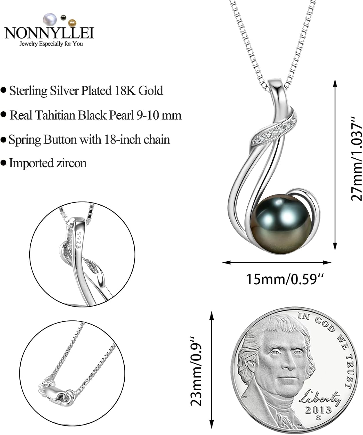 Gifts for Women, Black Tahitian Pearl Necklace, Anniversary Jewellery, Christmas Gift, Mother's Day, Mum Gift, Valentine's Day, Anniversary, Wedding, Birthday, Wife, Girlfriend – Bild 5