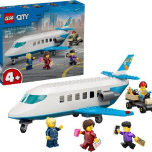 LEGO City Passenger Jet Toy, Aeroplane Model Kit with 4 Mini Figures and Travel Accessories, Educational Toy, Birthday Gift for Boys from 4 Years, 60492