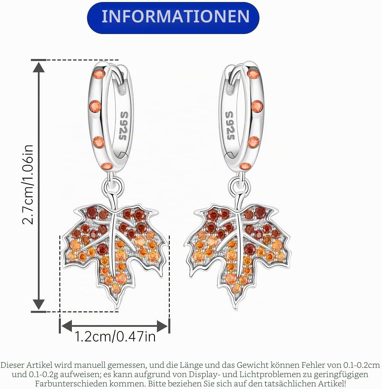 Earrings 925 Silver Hanging for Women Earrings 925 Sterling Silver Earrings with Zirconia Hypoallergenic Earrings for Women Valentine's Day Gift Birthday Gift – Bild 3