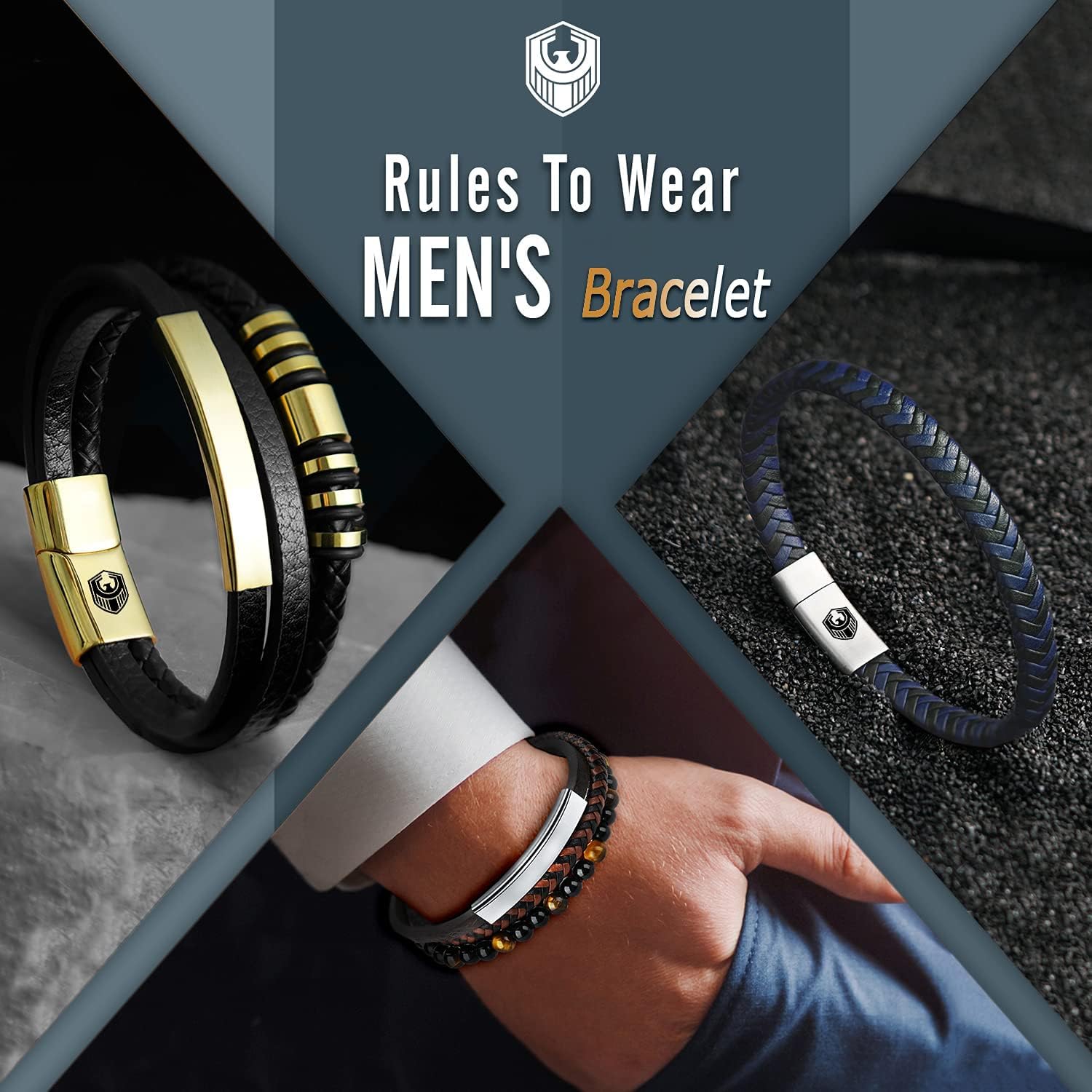 Leather Bracelet Men's Leather Bracelet with Stainless Steel Magnetic Clasp Braided Bracelet for Men and Exclusive Jewellery Box for Men Gifts Idea – Bild 7