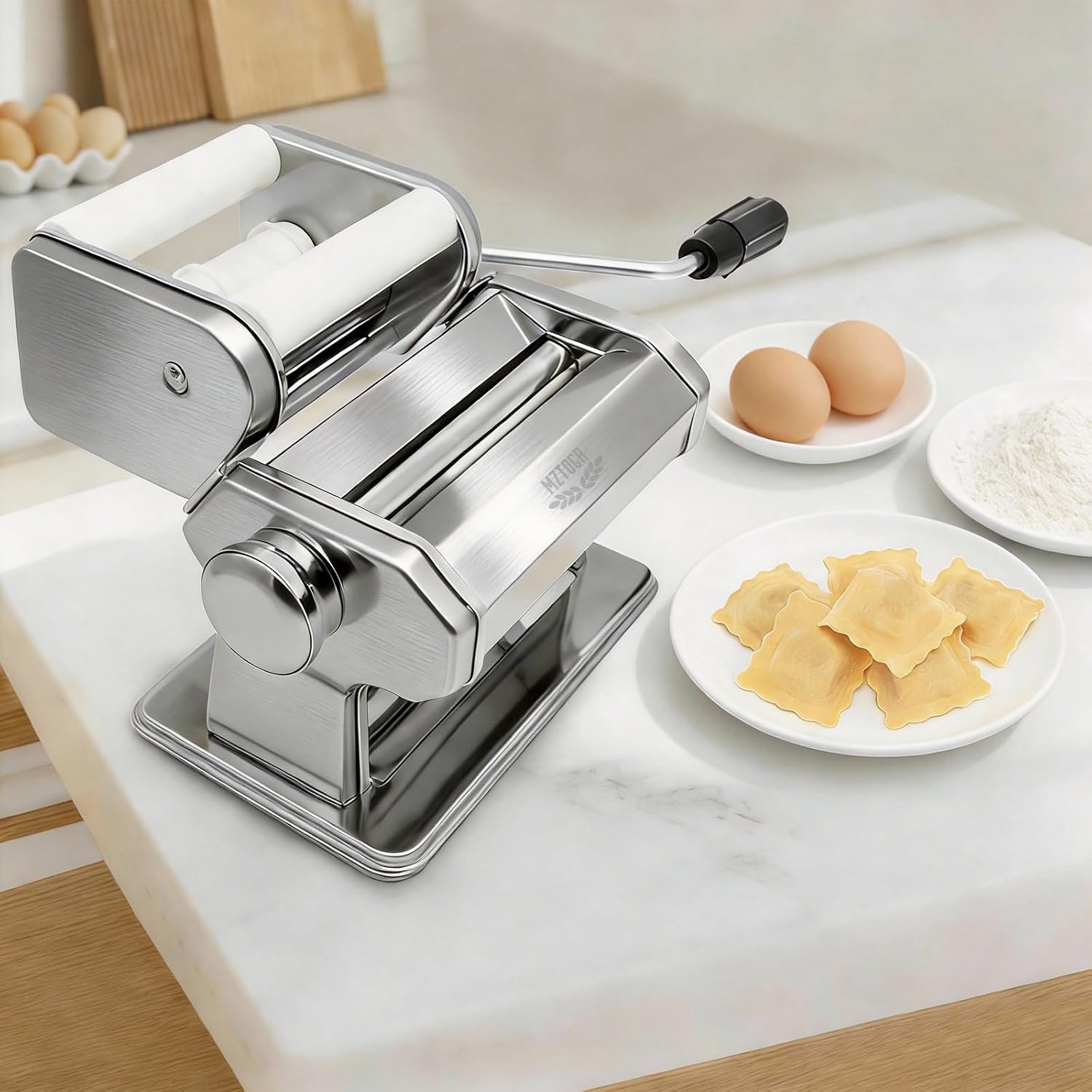 MZTOGR Manual Stainless Steel Pasta Machine - for Homemade Pasta & Ravioli – Bild 2