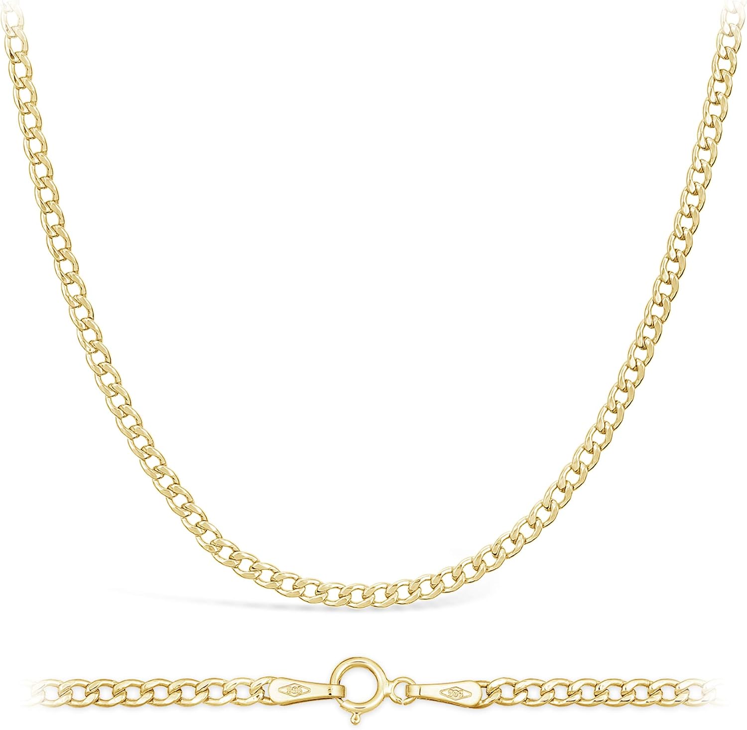 14 Carat / 585 Gold Chain Yellow Gold Unisex - Width 2.3 mm - Choice of Length