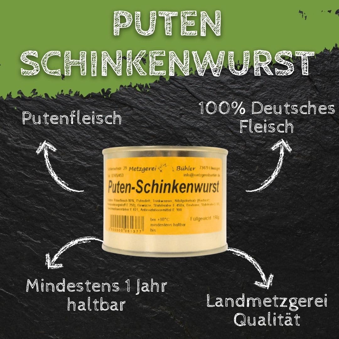 Turkey Ham Sausage 190 g Canned Sausage Canned Sausage from Butcher Bühler Turkey Meat Premium Turkey Meat 100% German Meat Chicken Ham Sausage Chicken Meat Preserved – Bild 5