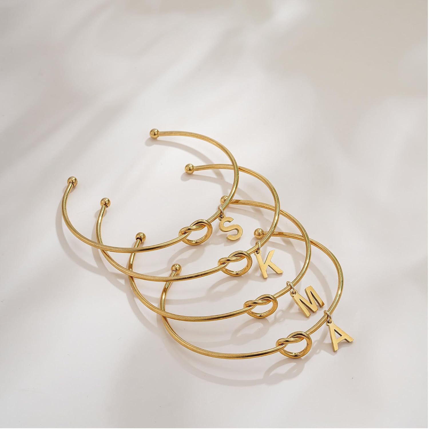 SLOONG Christmas Gifts for Women Girls Children 18K Gold/Silver Gold-Plated Knot Bracelet with Letters Monogram Bracelets Personalised Bracelet Jewellery Gifts for Women Girls Girlfriend – Bild 6