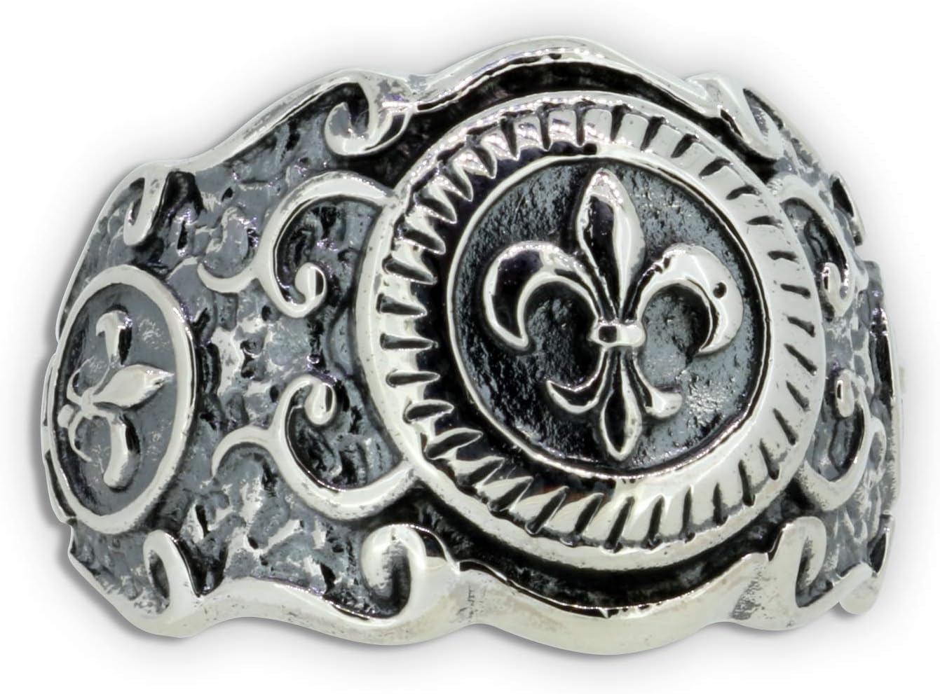 Bourbon Lily Men's Ring Fleur de Lys French Lily Ring Silver Ring Band Ring Men Ring