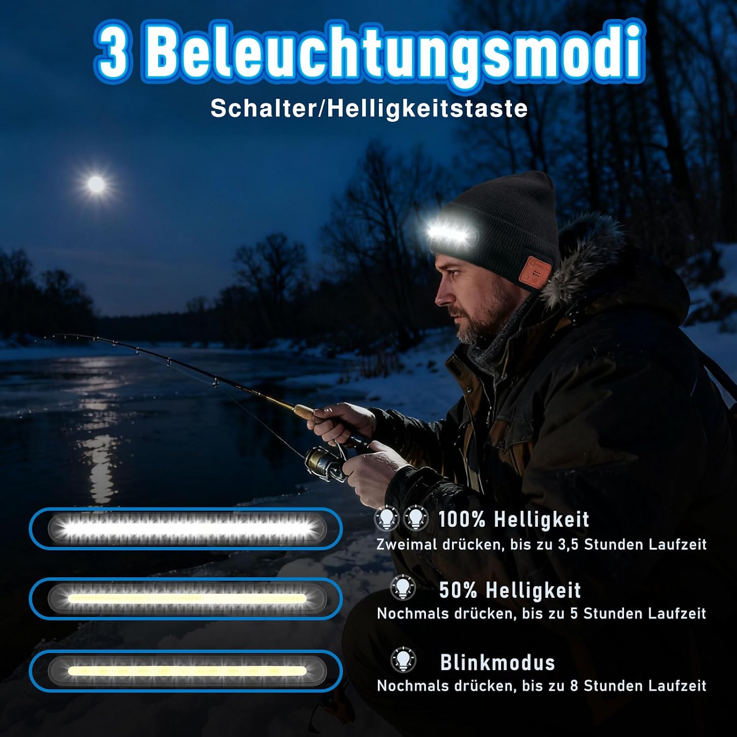 ZOOI LED Bluetooth Beanie Hat with Light, Gifts for Men Christmas – Bild 4