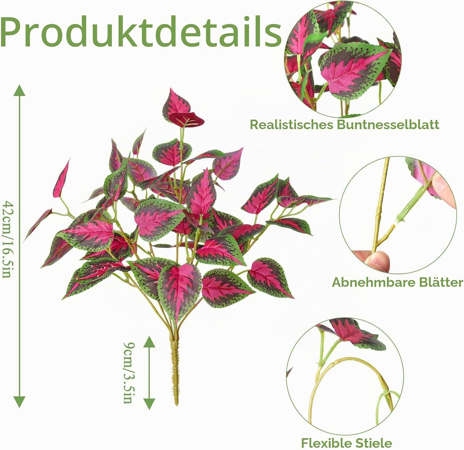 Betylifoy Artificial Plants Like Real 42 cm Artificial Crettocks Pack of 4 – Bild 3