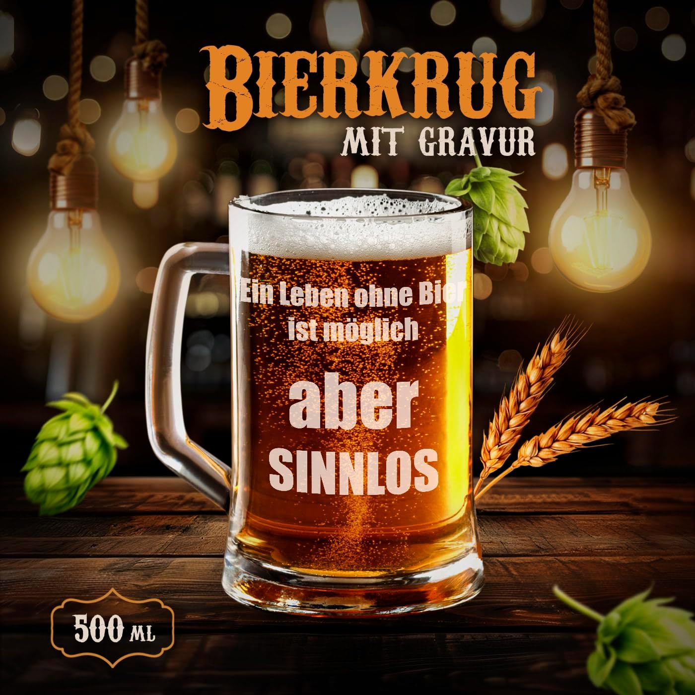 Maverton Personalised Engraved Beer Mug 500ml – Bild 2
