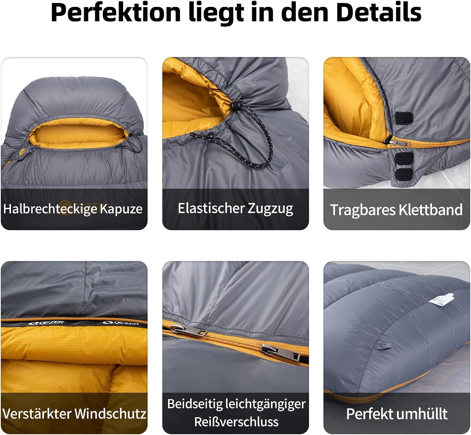 Down sleeping bag has a graphene lining and a 620FP filling power of duck down, 4-season sleeping bag, ultra-light, suitable for hiking, camping and mountaineering – Bild 6