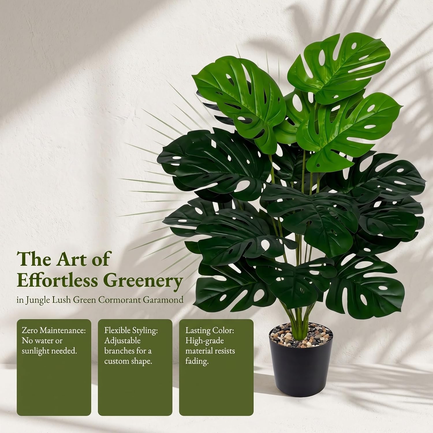 Monstera Plant, 71 cm Artificial Plant, Large, Realistic Plants Artificial with White Pot, Plastic Decoration, 18 Leaves, Living Room, Balcony, Pack of 1 – Bild 5