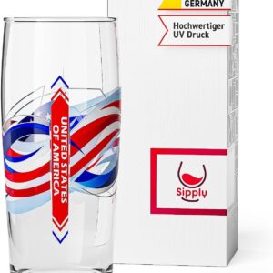 Willibecher Beer Glass with Your Country Flag USA Coloured UV Print Classic Pilsner Glass 0.5 L Gifts for Football Fans Men Women Boyfriend Girlfriend