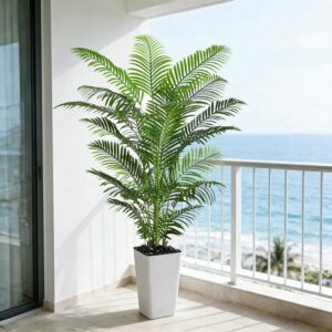 Artificial Areca Palm Tree 180 cm – Artificial Plant in Pot, Large Areca Palm Tree, UV-Resistant for Indoor and Outdoor Use – Fake Plants Decoration for Living Room, Balcony, Office, Garden