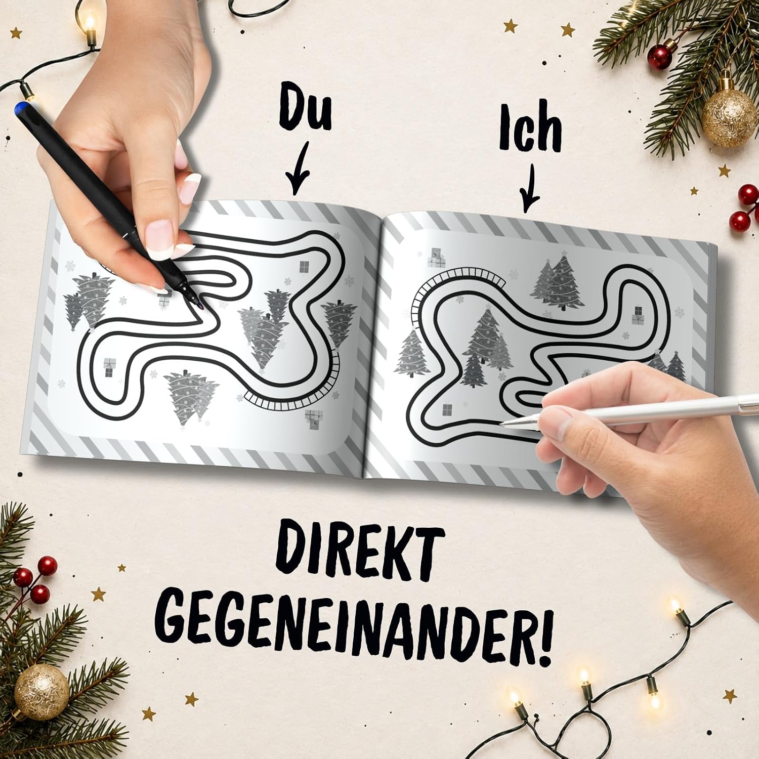 1 gegen 1 Advents-Duell: 24 Stift & Papier Spiele für Zwei | Mitmach Adventskalender mit 24 lustigen Minispielen für 2 Personen, Perfekt zum Verschenken für Geschwister, Paare oder Eltern – Bild 2