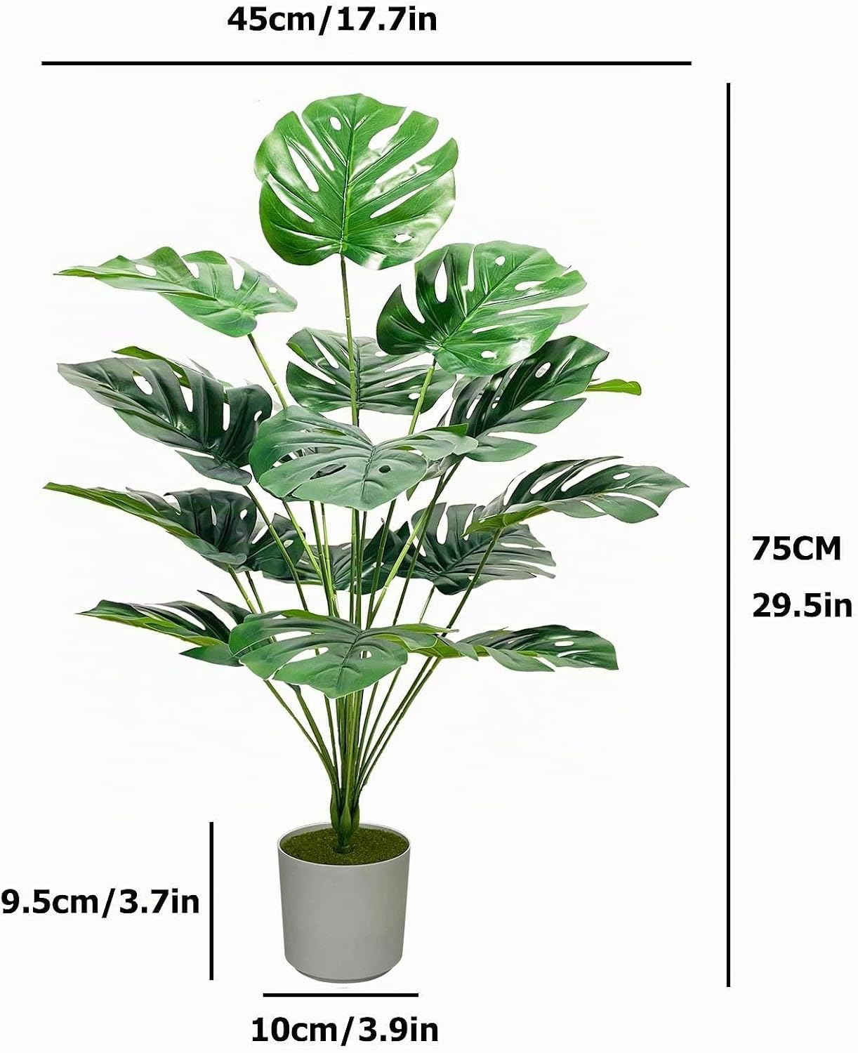 Artificial Plant Like Real Plastic Artificial Plants Large in Pot Artificial Palm Tree Fake Palm Tree Decoration Bathroom Living Room Bedroom Balcony Wedding Indoor Outdoor Decoration (75 cm, Green, Large Monstera) – Bild 2