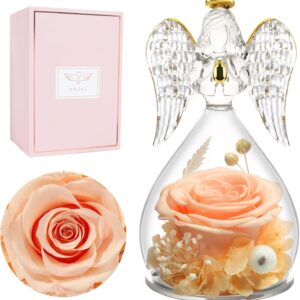 Miofula Eternal Rose Birthday Gift for Women, Angel Figure Gifts for Women, Flowers Guardian Angel Infinity Roses Gifts for Mum Mother Grandma Girlfriend Gift Christmas Anniversary Wedding Anniversary