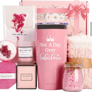 TOPCHANCES Gifts for Women, Birthday Gift for Girlfriend, Christmas Gifts, 20 oz Stainless Steel Wine Cup with Socks, Gift Box, Aromatherapy Bath Set for Sister, Wife, Gift Women