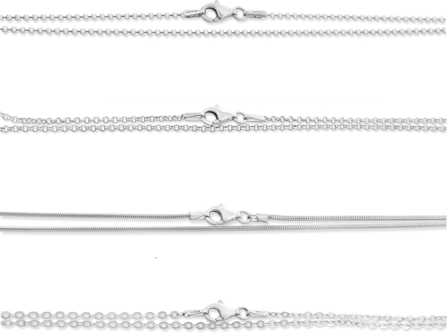 Women's 925 Silver Chain 38 cm 42 cm 45 cm 50 cm 60 cm 70 cm Chain without Pendant Sterling Silver Ball Chain Pea Chain Anchor Chain Snake Chain Single Silver Chains