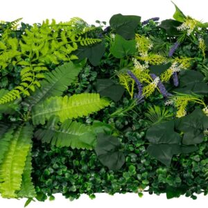 Pack of 6 Artificial Plant Wall, 60 x 40 cm, Artificial Grass Backdrop Wall, with Flowers, 3D Grass Wall Panels, Wall Grass Wall Decoration, for Garden, Balcony, Weddings, Restaurant Decoration
