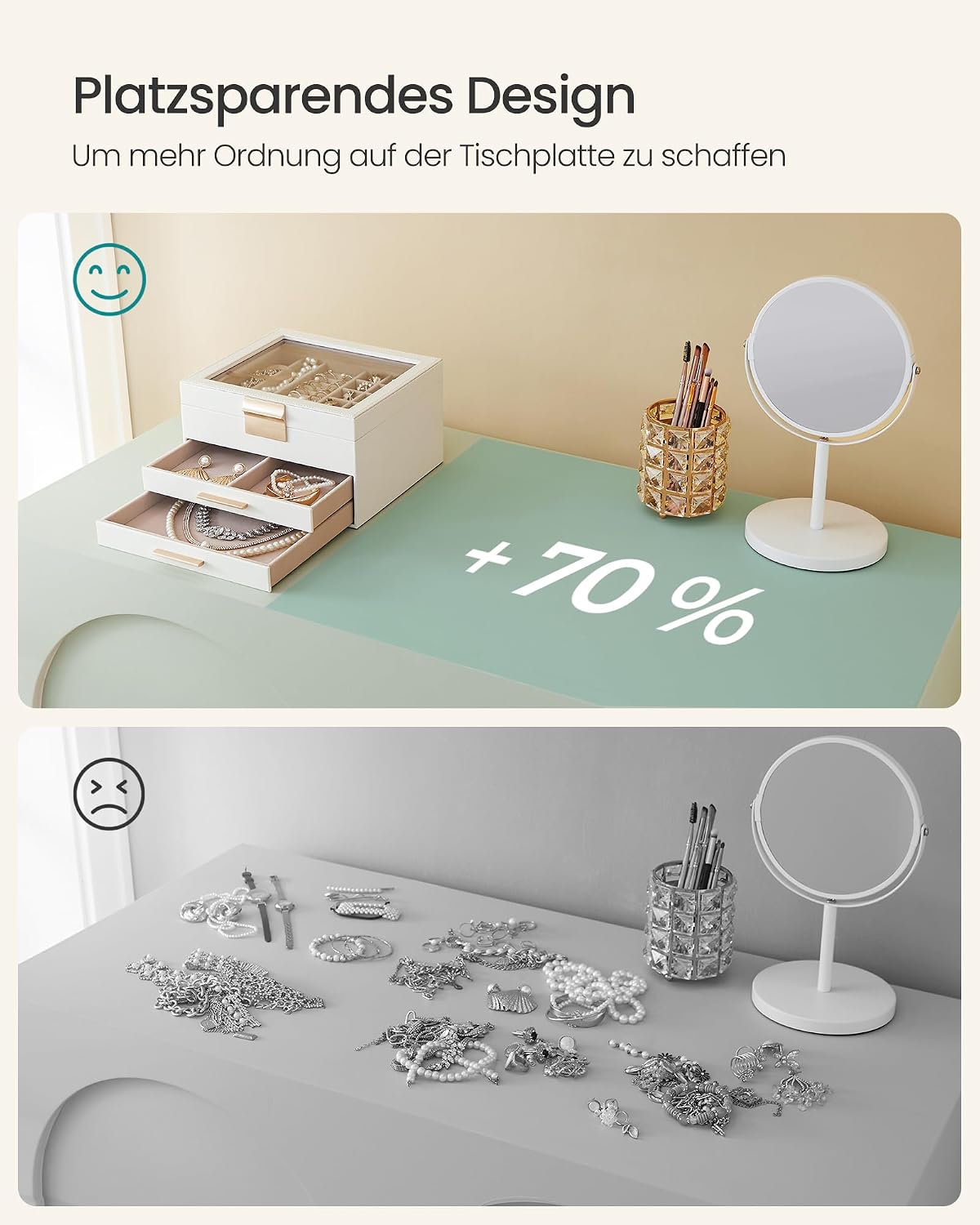 Songmics Jewellery Box with Glass Lid, 3 Levels, 2 Drawers – Bild 7