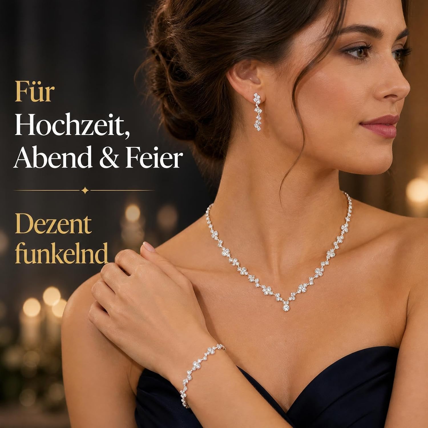 Women's Jewellery Set, Necklace, Bracelet, Earrings, Gold & Silver – Bild 6