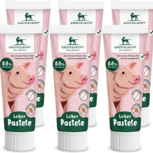 Knuffelwuff Tuben Snack Dog Treats Liver Sausage Pack of 6 - with Extra Fresh Meat - No Preservatives, No Added Sugar and Grains - Also Ideal for Puppies - Made in Germany