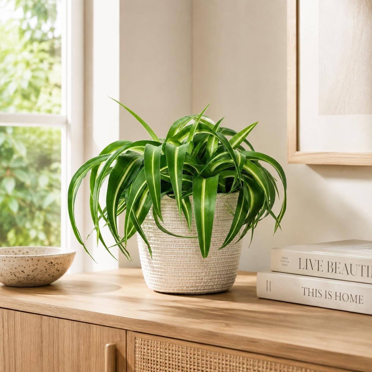Green Lily 'Bonnie' - Easy-Care Indoor Plant, Chlorophytum Comosum - Height Approx. 25 cm, Pot Diameter 12 cm – Bild 2
