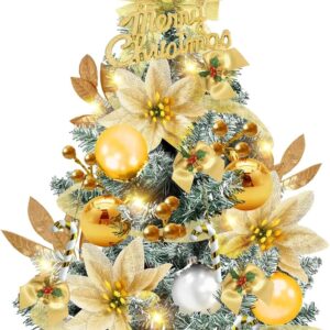 Mini Christmas Tree Small, 60 cm Small Christmas Tree with Lighting, Artificial Artificial Christmas Tree Small, Table Christmas Tree Illuminated, Christmas Tree Artificial Small, LED Mini Christmas
