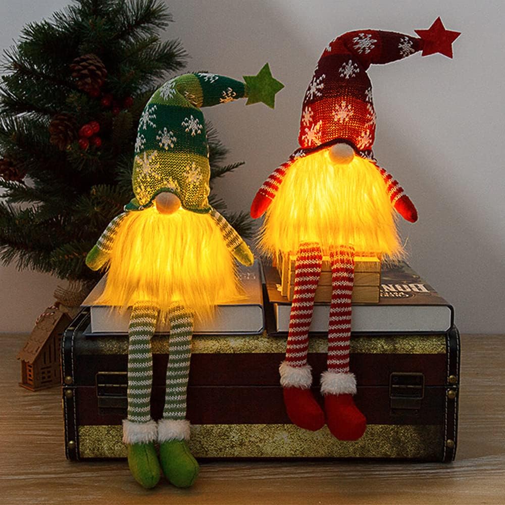 Pack of 3 Christmas Decoration Indoor Gnome Christmas Gnome with LED for – Bild 4