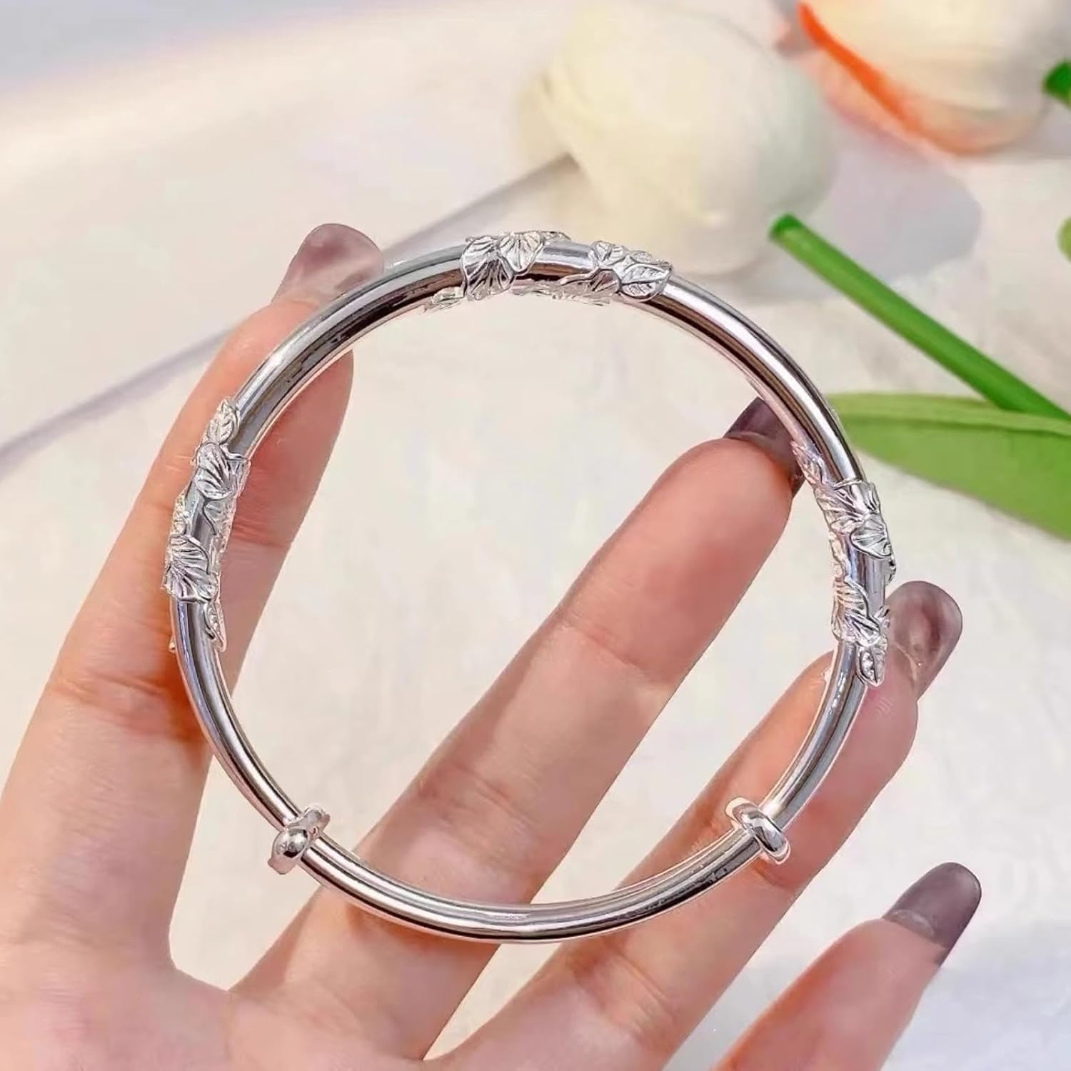 925 Sterling Silver Bracelets for Women, Delicate Adjustable Bracelet, Simple and Elegant Jewellery Gift for Birthday, Wedding Anniversary, Christmas, Standard, Metal, No Gemstone – Bild 8