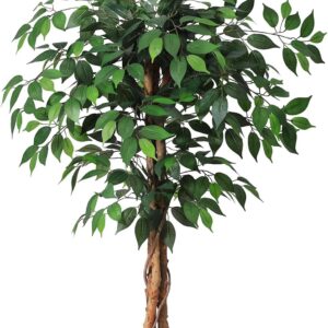 SOGUYI 120 cm Artificial Plant Ficus Tree – Artificial Plants Like Real with Natural Wood Trunk, Large Artificial Plants for Office, Home, Indoor and Outdoor Decoration, 1 Pack