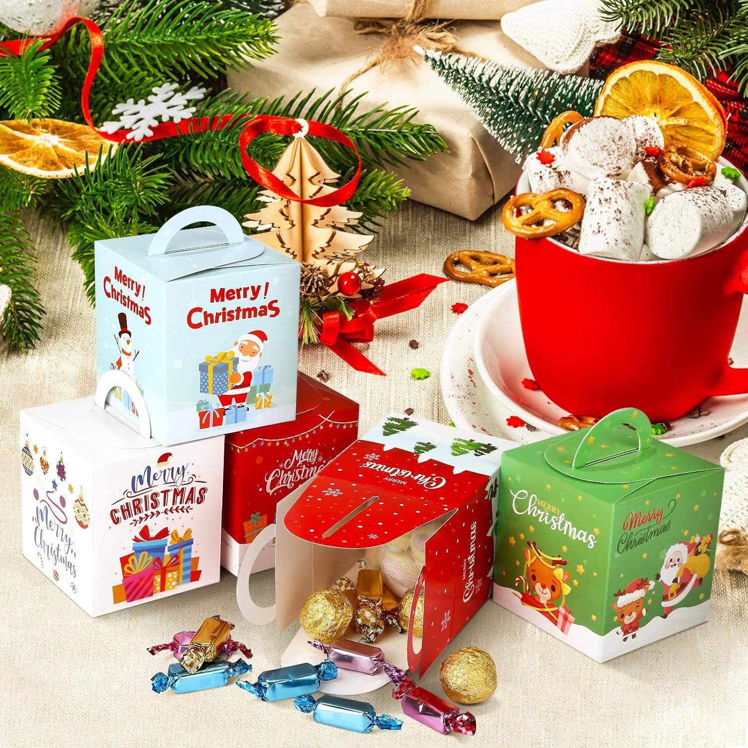 Christmas Gift Box 24 Christmas Bags for Filling 8 Designs in 4 Colours – Bild 5