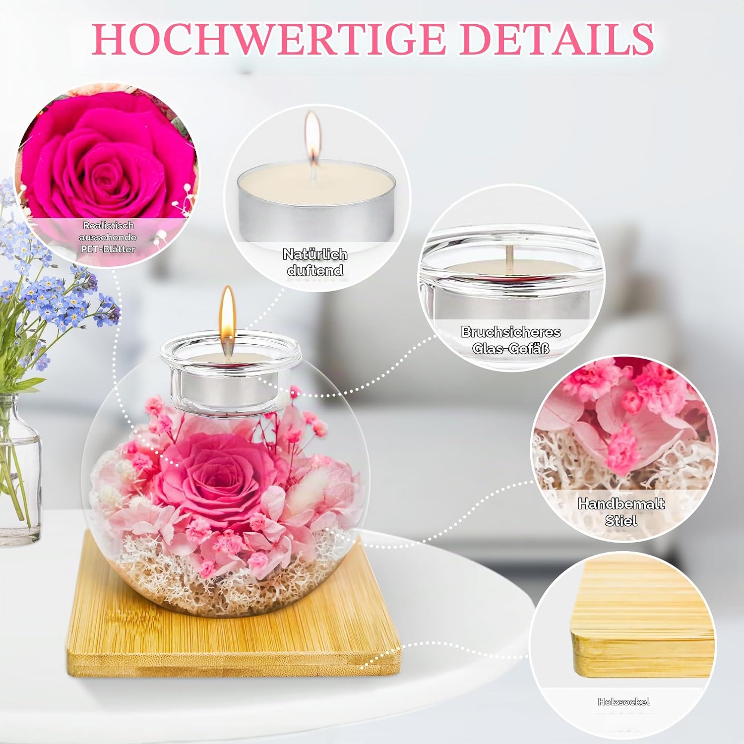 Decorative Eternal Rose Aromatherapy Set (Pink) – Bild 2