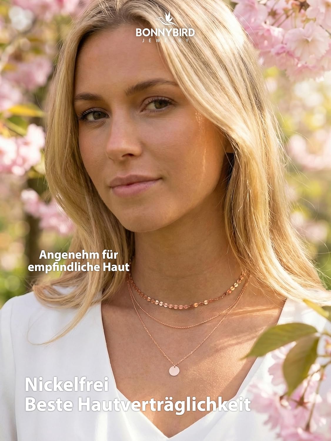 BONNYBIRD® Layering Chain Set Made of Premium Stainless Steel - Boho Chain Women's in Silver, Gold & Rose Gold, 100% Waterproof & Skin-Friendly BonnyTrio – Bild 4