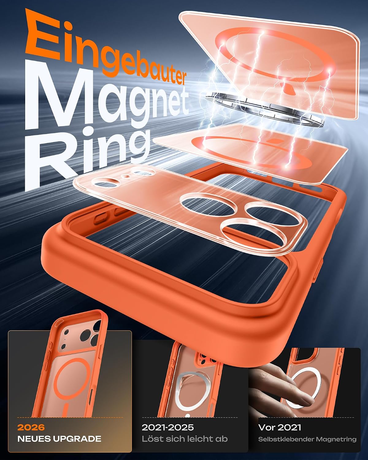TOCOL Case for iPhone 17 Pro, Compatible with MagSafe, Orange – Bild 4