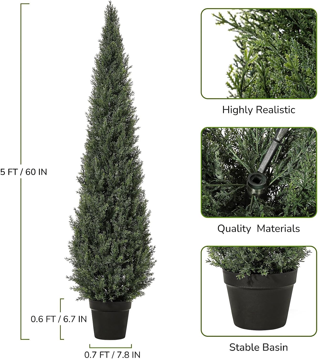 GarveeLife 5ft Artificial Cedar Topiary Trees - Set of 2 – Bild 7